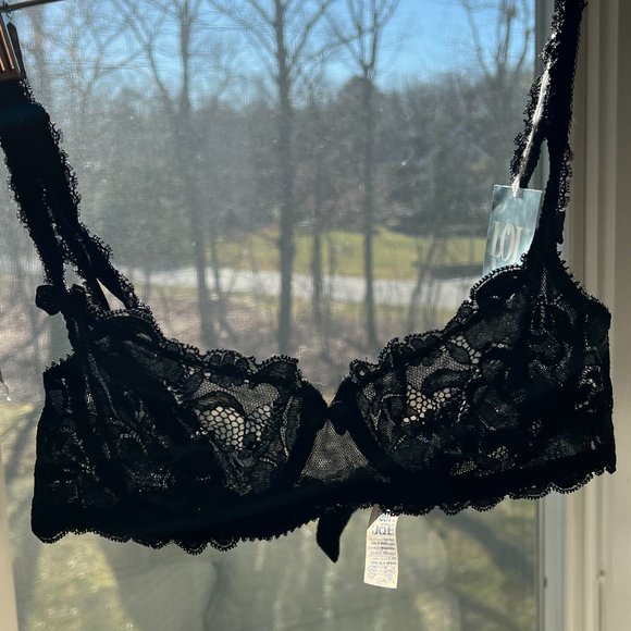NWT Vintage Lou Bra from Paris France! All lace with Floral Scalloped Black 34B - Picture 12 of 14
